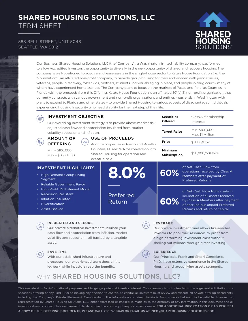 Shared Housing Solutions — One-Sheet — first page preview
